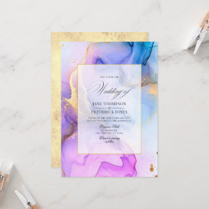 Elegante, fließende Alcohol-Ink-Hochzeit Einladung