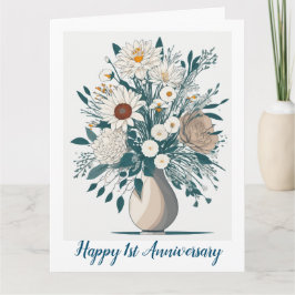 Elégante Flora Art Moderne Anniversaire Carte