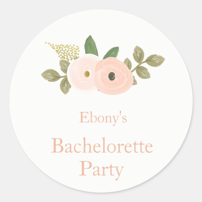 Elegante Flora-Bachelorette-Aufkleber Runder Aufkleber (Vorderseite)