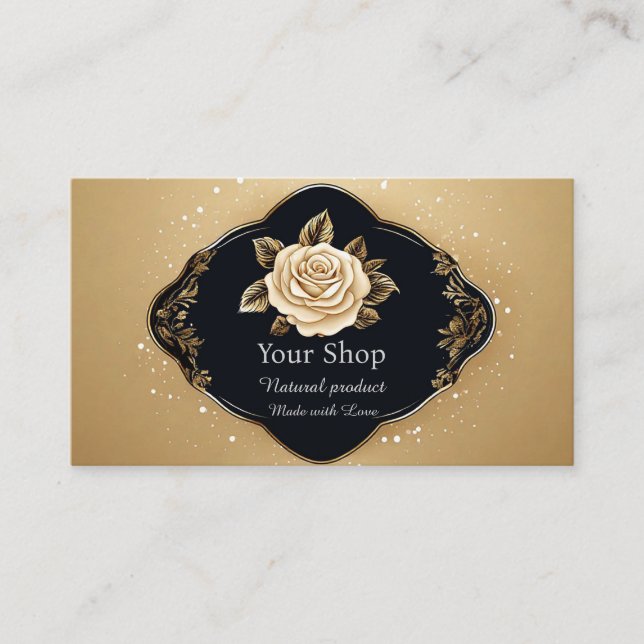 Elegante Flora Goldene Rose Visitenkarte (Vorderseite)