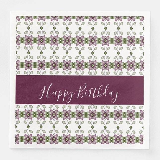 Elegante Flora mit Burgund Serviette (Vorderseite)