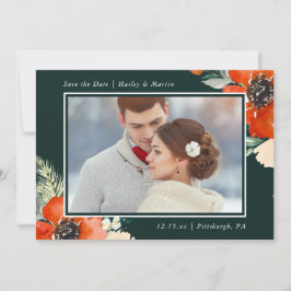 Elegante Flora mit Foto Hochzeit Speichern Sie das Save The Date