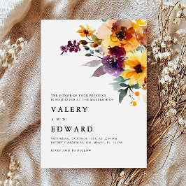 Elegante Flora Moderne Hochzeit im Herbst Einladun Einladung