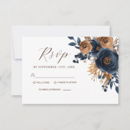 Elegante Flora Navy Blauer Teatro Sociale Bellinzo RSVP Karte