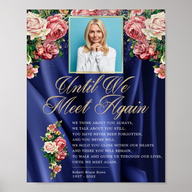 Elegante Flora Rosy Foto Beerdigung Gedicht Zeiche Poster (Vorne)