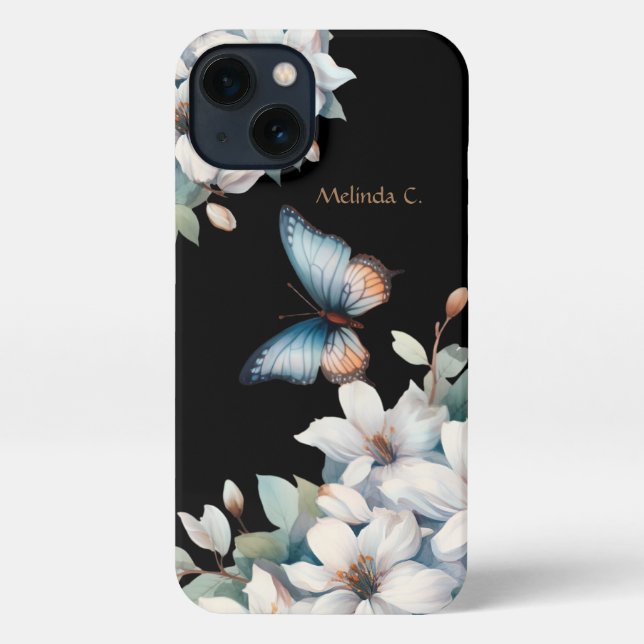 Elegante Flora und Butterfly iPhone Hülle (Rückseite)