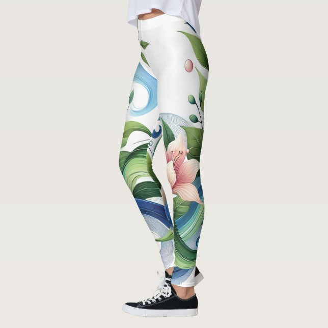 Elegante Flora und Fauna Frauen Leggings (Links)