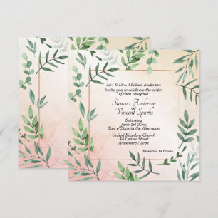 Elegante Flora und Fauna Touch Peach Wedding Einladung