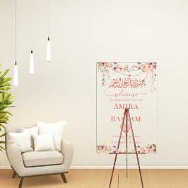 Elegante FloraI Wildblume Islamische Paare Hochzei Acrylschild