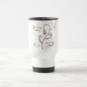 elegante Floral-Aquarell  Reisebecher