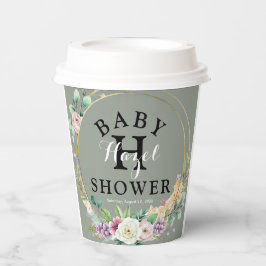 Elegante Floral Baby Dusche 8oz Papiertücher mit L Pappbecher