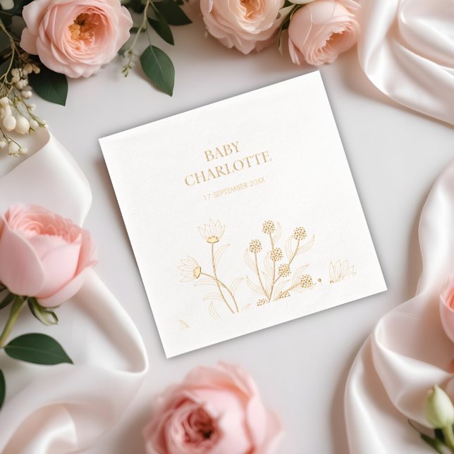 Elegante Floral Baby Shower Servietten Mit Folie (Von Creator hochgeladen)