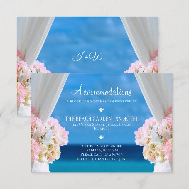 Elegante Floral Beach Hochzeitskarte Einladung (Vorne/Hinten)