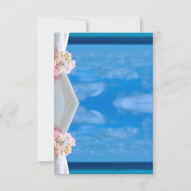 Elégante Floral Blue Ocean Beach Mariage Carte de  (Devant)
