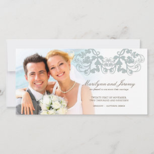 Elegante Floral Blüh Blue Wedding Ankündigung