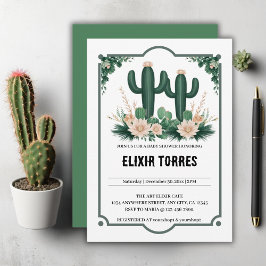 Elegante floral Boho Moderne Cactus Baby Shower Einladung