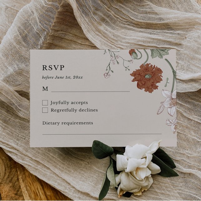 Elegante Floral Boho RSVP-Karte RSVP Karte (Von Creator hochgeladen)