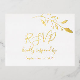 Elegante Floral Botaniqe Gold Foil Wedding RSVP Folie Einladungspostkarte