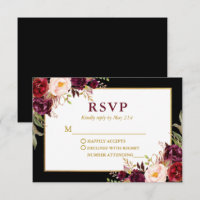 Elegante floral Burgundy Black Gold Wedding