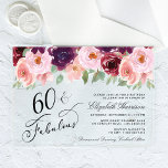 Elegante Floral Burgundy Pink 60. Geburtstagsparty Acryleinladungen<br><div class="desc">Elegant klare Acryleinladung für ihre 60. Geburtstagsparty mit "60 & Fabulous" in einem stilvollen Kalligraphieskript und Aquarellbouquets von bordeauxroten und rosa Blumen und schlauer Grünpflanzen.</div>