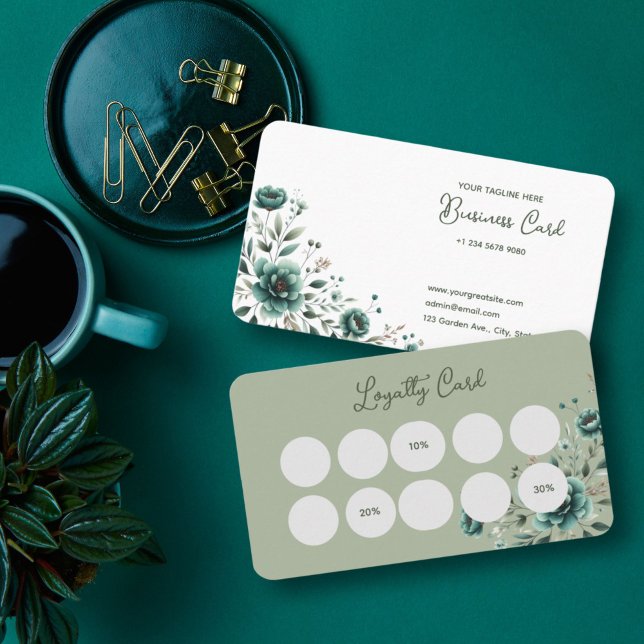 Elegante Floral Business & Loyalty Card Treuekarte (Von Creator hochgeladen)