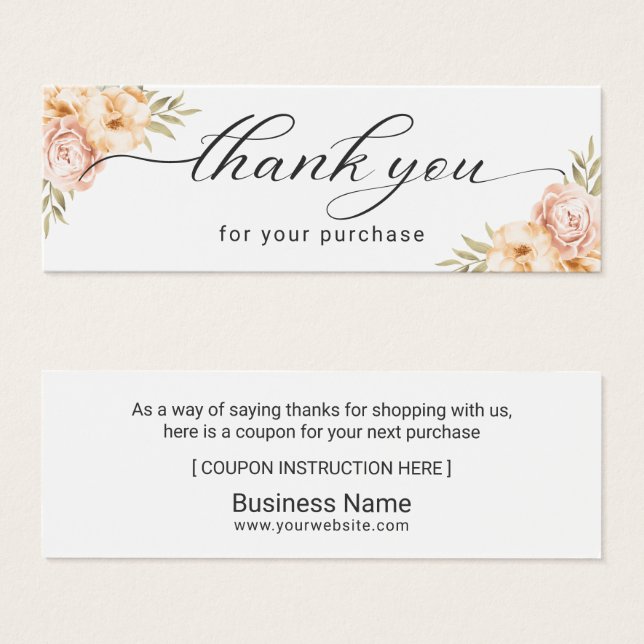 Elegante floral Business Vielen Dank Coupon einfüg (Vorne & Hinten)