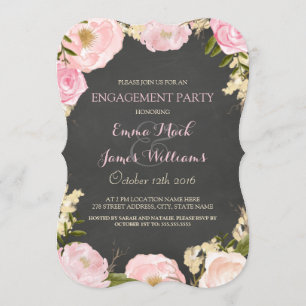 Elegante floral Chalkboard Engagement Party einlad Einladung