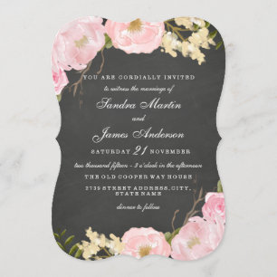 Elégante Floral Chalkboard Mariage Invitation