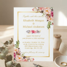 Elegante Floral Chic Gold Weiße Hochzeit
