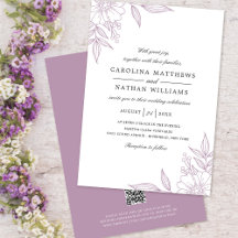 Elegante Floral Corners Wedding Lavender QR Code