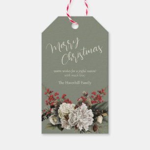 Elegante floral Custom Family Name Weihnachten Geschenkanhänger