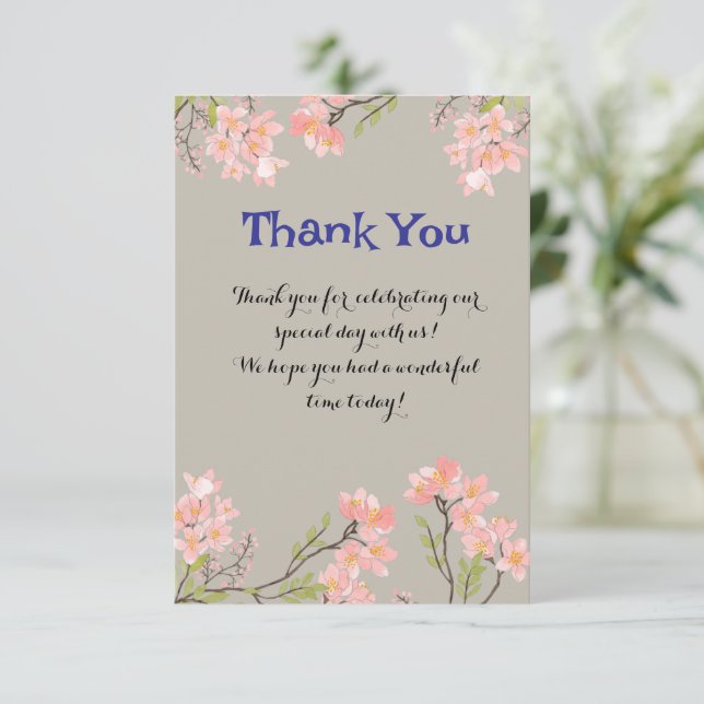 Elegante floral Dankeschön Karte mit Personalisier (Stehend Vorderseite)