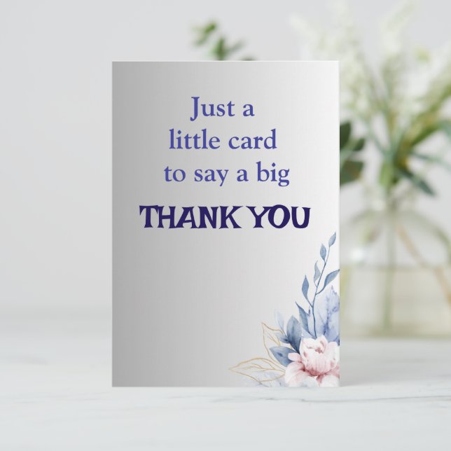 Elegante floral Dankeschön Karte mit Personalisier (Stehend Vorderseite)