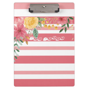 Elegante Floral-Doppelname-Junggesellinnenabschied Klemmbrett