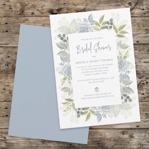 Elegante Floral Dusty Blue Rose Brautparty Rose Einladung
