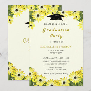 Elégante Floral Fresh Grad Party Invitation