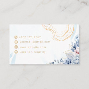 Elegante Floral Gold Line QR Code Visitenkarte