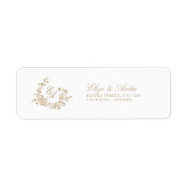 Elegante Floral Gold Monogram Rücksendeadressen-Au