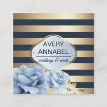 Elegante Floral Gold Streifen auf Mitternachtsblau