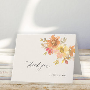 Elegante Floral-Hochzeit ohne Foto Elfenbein Dankeskarte