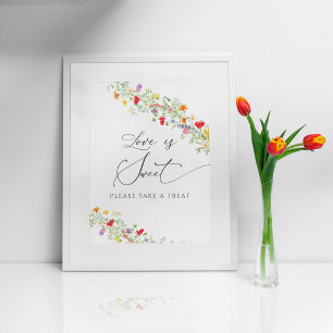 Elegante Floral-Hochzeitsshower Love is Sweet Post Poster