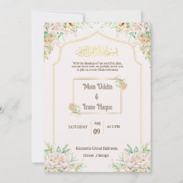 Elegante floral Islamische Nikah Zeremonie Einladu Einladung