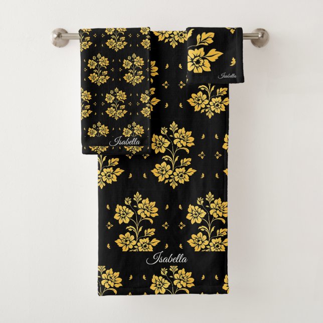 Elegante Floral Luxury Moderne Kollektion Badhandtuch Set (Insitu)
