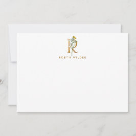 Elegante Floral Monogram Gold Letter R Note Card Mitteilungskarte