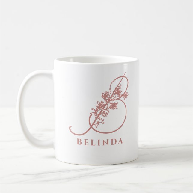 Elegante Floral Monogram Pink Bridal Tasse (Links)