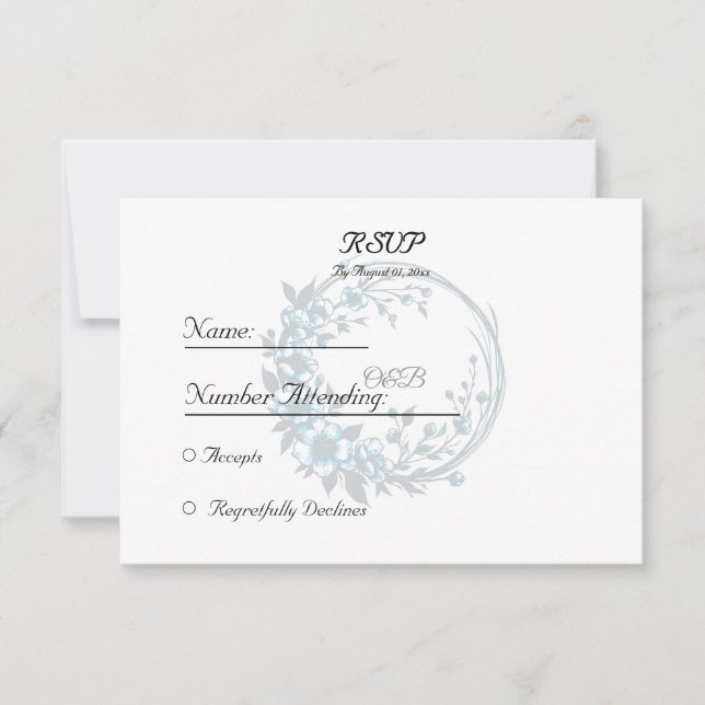 Elegante Floral Monogram Wedding Response Card RSVP Karte (Vorderseite)