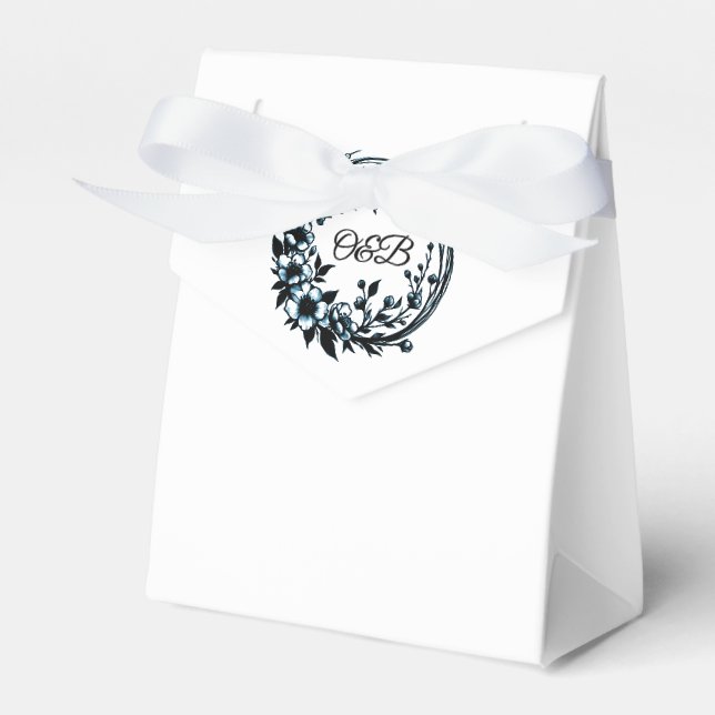 Elegante Floral Monogramm-Gastgeschenk Hochzeit Geschenkschachtel (Vorderseite)