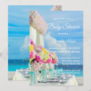 Elegante Floral Ocean Beach Summer Baby Dusche Einladung