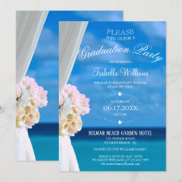 Elegante Floral Ocean Beach Summer Graduation Part Einladung