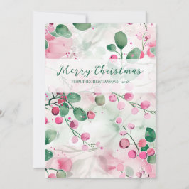 Elegante Floral Pink Berries Weihnachten